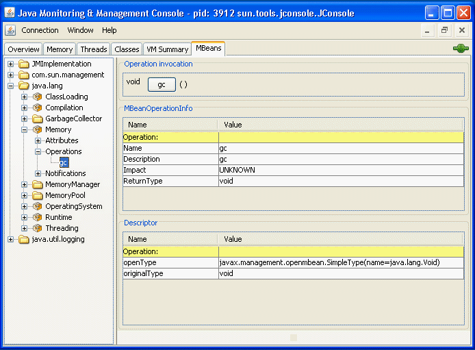 Invoking an MBean's operations.